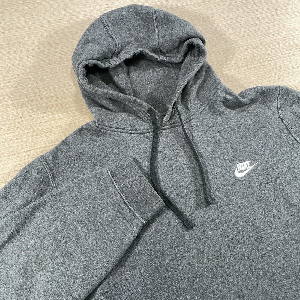 Nike Sportswear Club Fleece Hoodie Sweatshirt Gray Long Sleeve Mens Size Large L